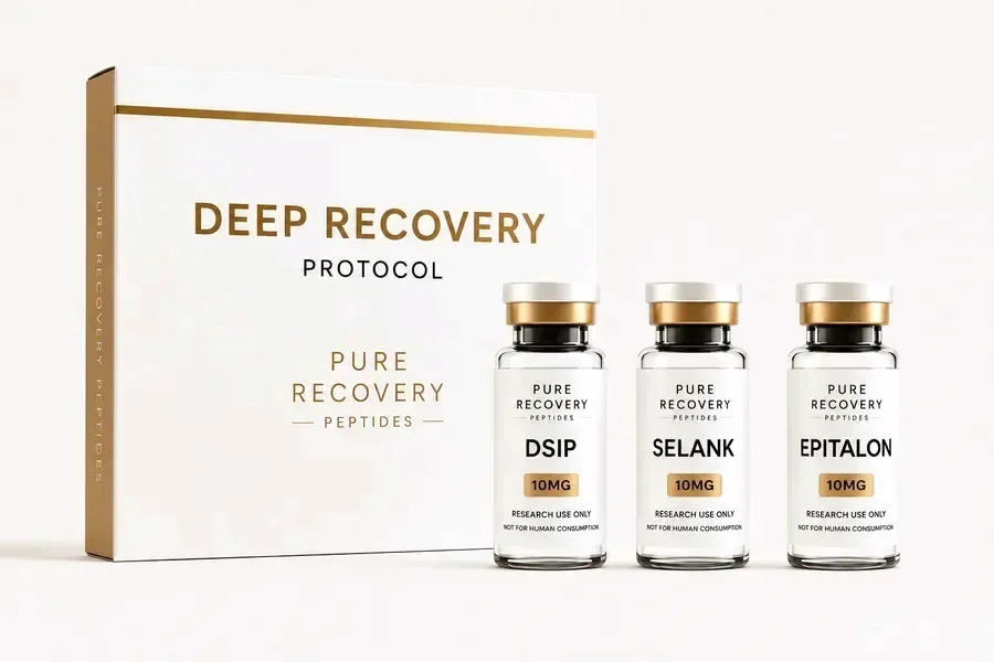 Deep Recovery Protocol — box and vials: DSIP, Selank, Epitalon